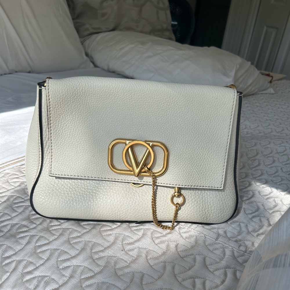 Valentino Off White Pebbled Leather Bag